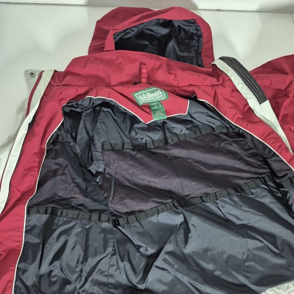 L.L.Bean Jacket Womens Small Red Nylon Hooded Windbreaker - Picture 3 of 14